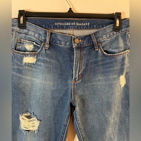 Articles of Society Blue Women's Ankle Skinny Slightly Distressed Denim Jeans 27 - Picture 5 of 16